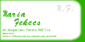 maria fekecs business card